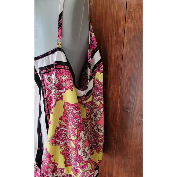 Lane Bryant Women 26/28 Pink Floral Satin Shell Top Adjustable Straps Ruffle🌸 - Picture 8 of 11